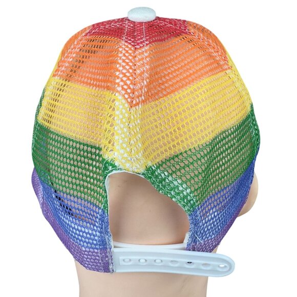 Melonwear Rainbow Mesh Trucker Hat LGBTQIA Pride Embroidered Star Snapback - Picture 5 of 14